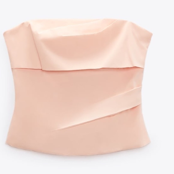 ZARA PLEATED STRAPLESS TOP SIZE M/L DUSTY PINK 2631/210 NWT - Picture 2 of 4